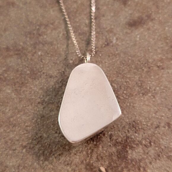 Vintage Artisan Abalone Freeform Sterling Pendant Necklace - Picture 7 of 7